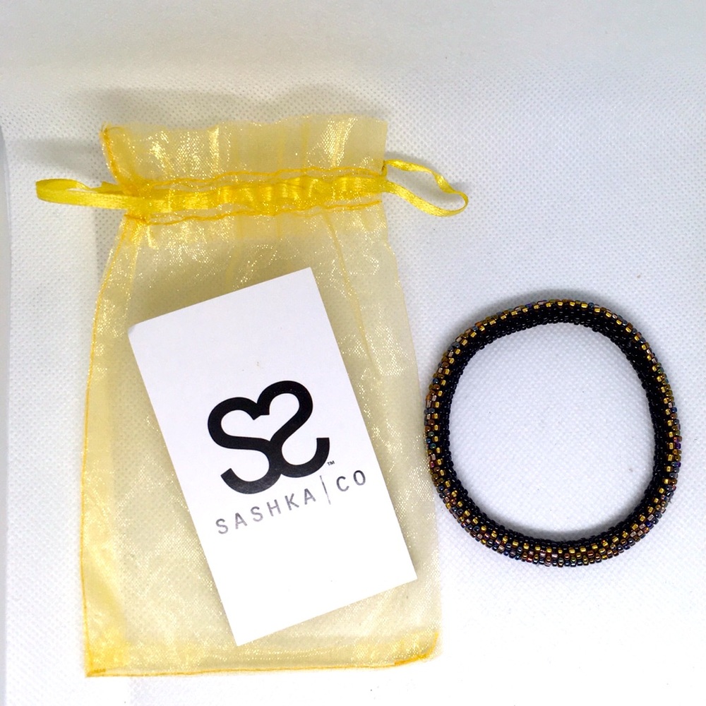 Sashka Co, Crocheted Beaded Bangle Bracelet, New
